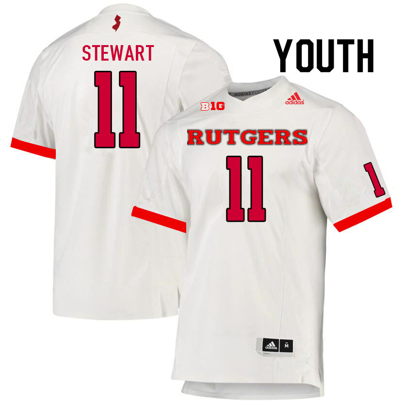 Youth #11 Cam'Ron Stewart Rutgers Scarlet Knights College Football Jerseys Sale-White - Click Image to Close